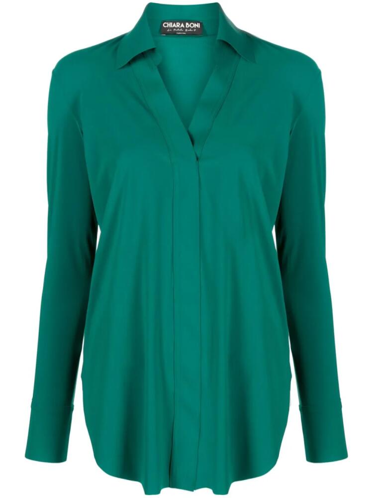 CHIARA BONI La Petite Robe long-sleeved V-neck shirt - Green Cover