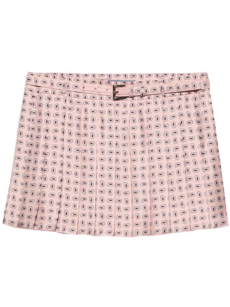 Prada printed silk twill mini skirt - Pink Cover