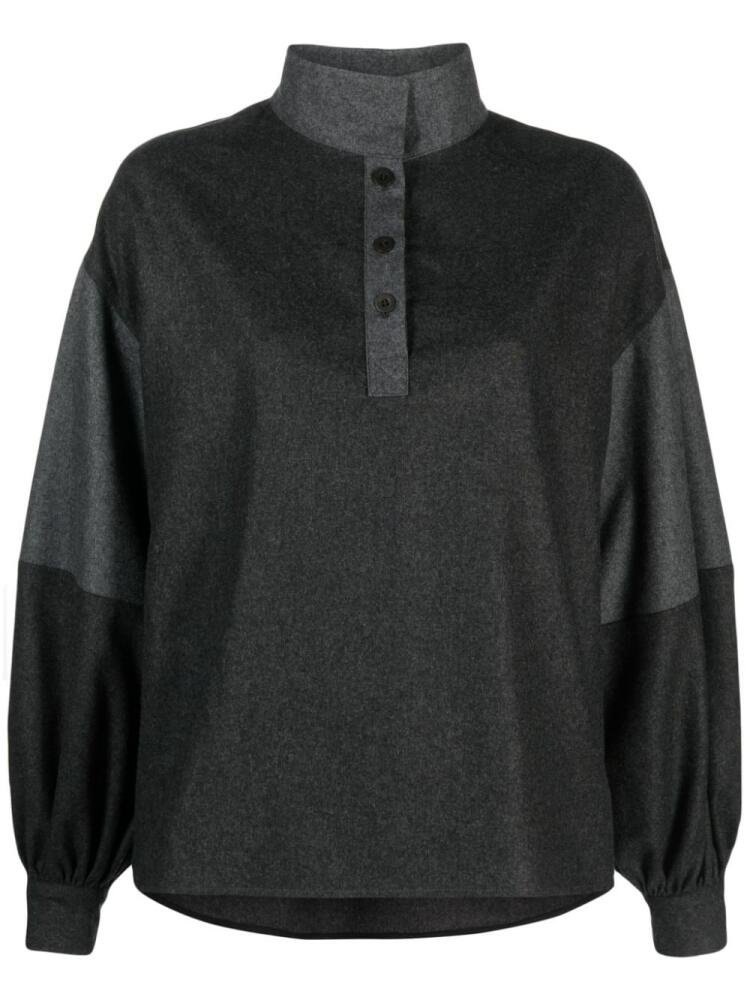 Claudie Pierlot panelled felted-finish shirt - Grey Cover