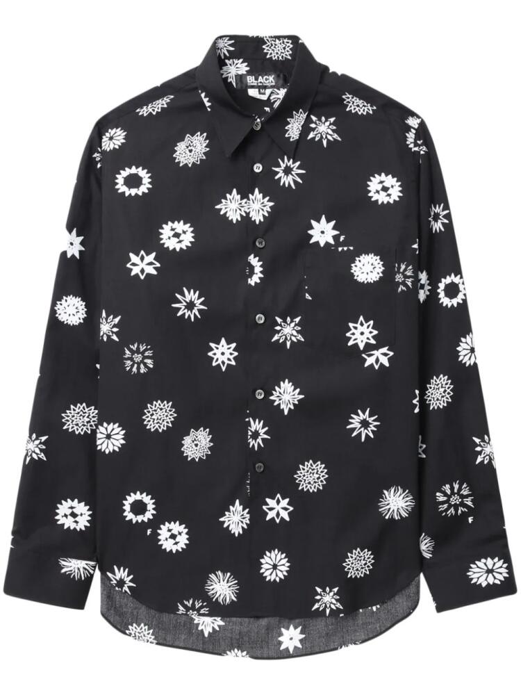 Black Comme Des Garçons graphic-print cotton shirt Cover