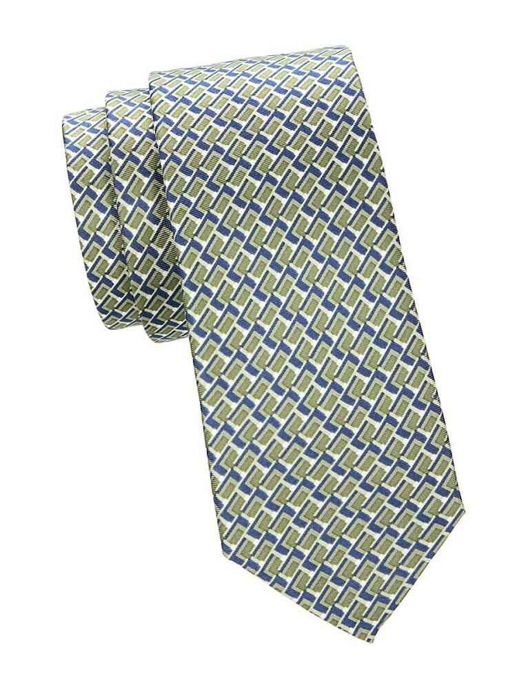 Saks Fifth Avenue Men's Print Silk Tie - Navy Blue Cover