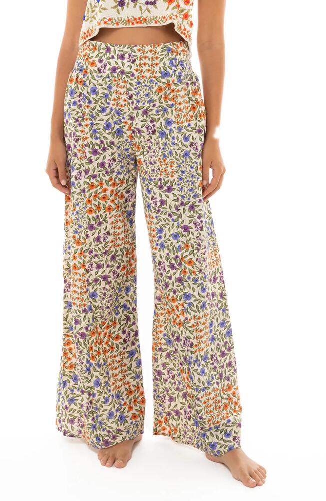 Agua Bendita Mar Seed Print Wide Leg Cover-Up Pants in Ivory Multicolor Cover