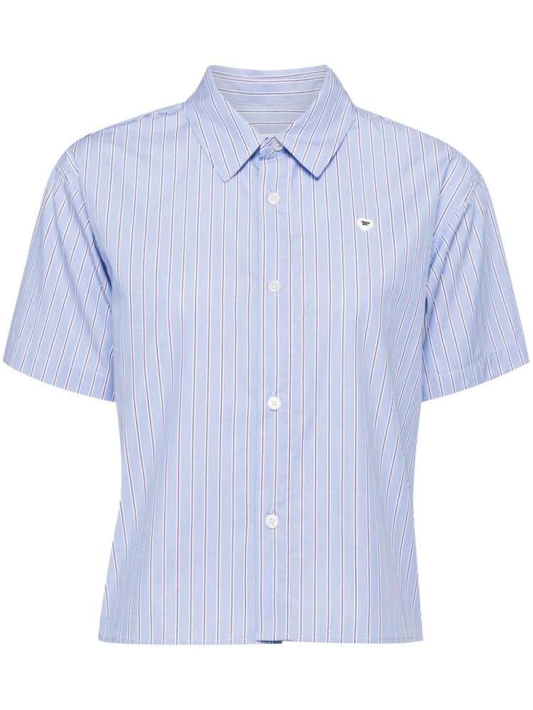 CHOCOOLATE logo-embroidered striped poplin shirt - Blue Cover