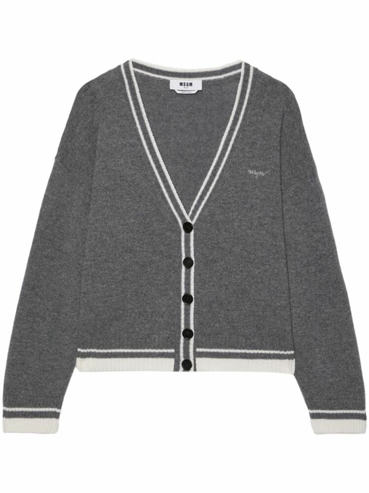 MSGM embroidered-logo cardigan - Grey Cover