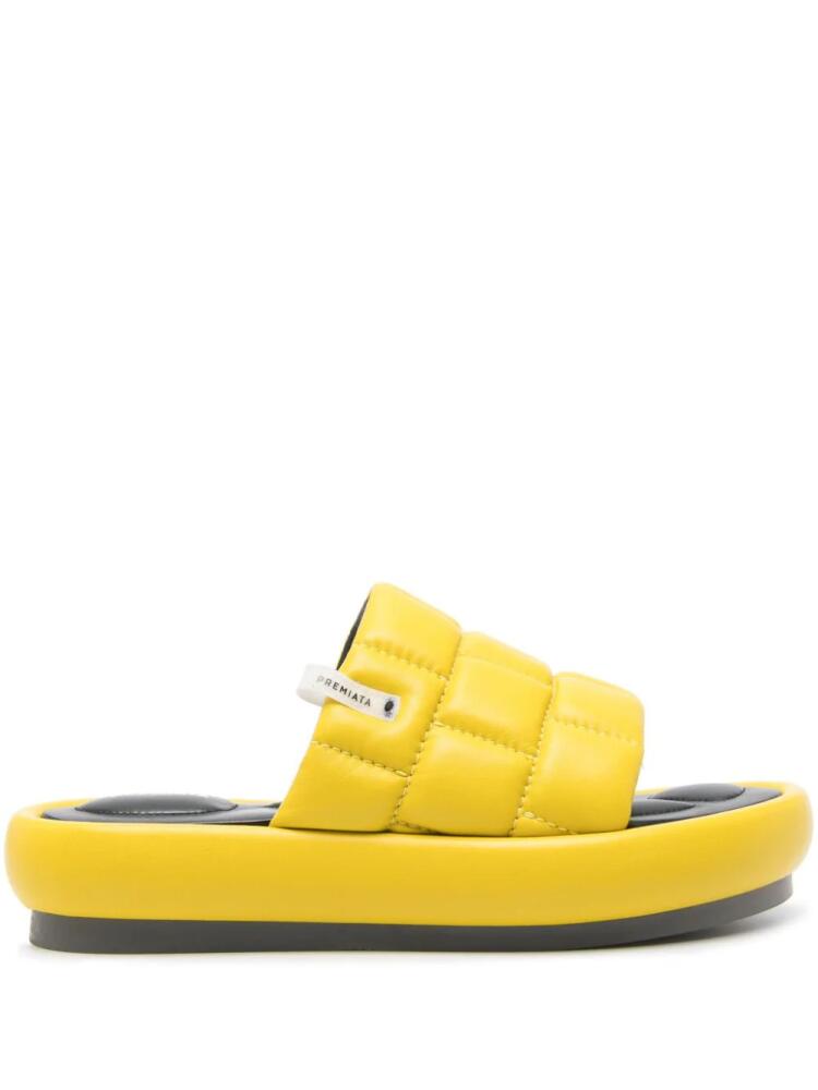 Premiata quilted leather slides - Yellow Cover