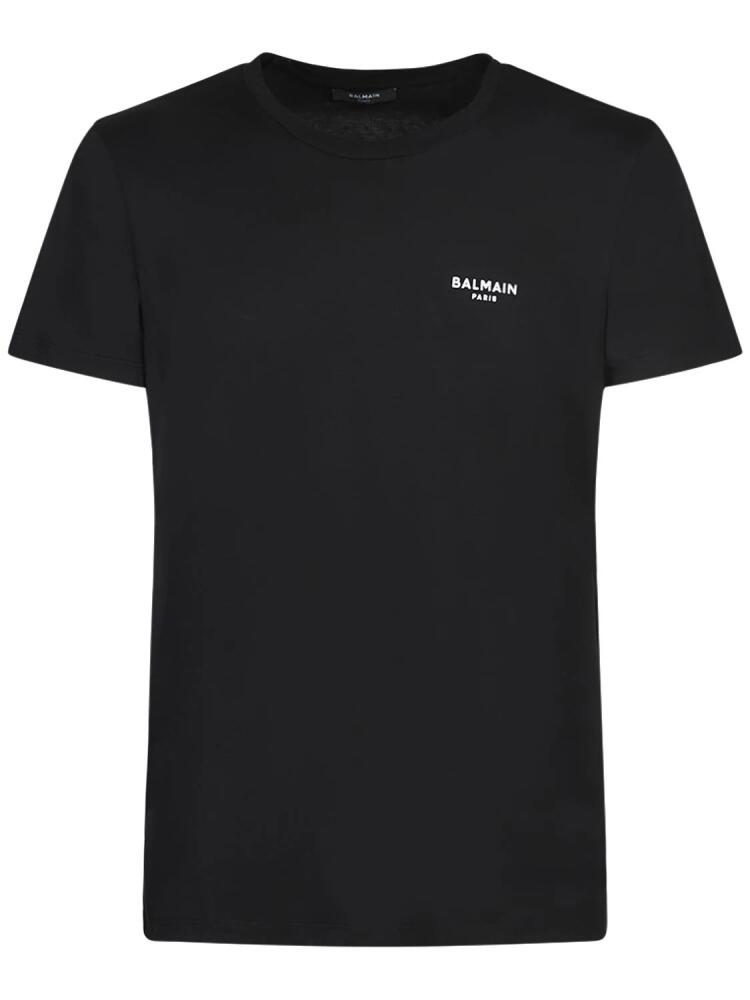 BALMAIN Flocked Logo Organic Cotton T-shirt Cover