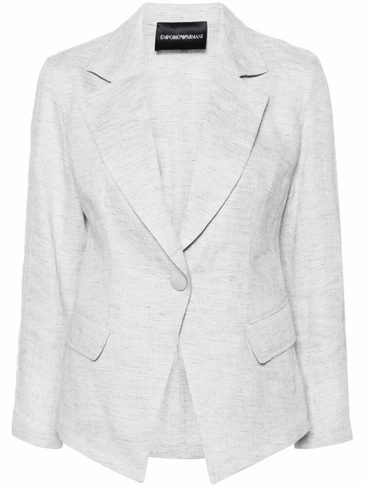 Emporio Armani shirred-panel single-breasted blazer - Grey Cover