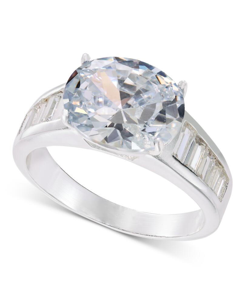 Charter Club Silver-Tone Oval & Baguette Cubic Zirconia Ring, Created for Macy's - Gold Cover