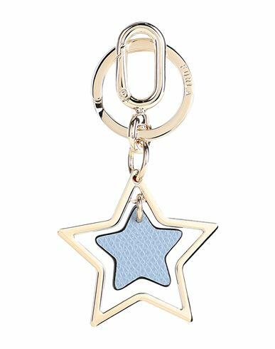 Furla Venus Keyring Star Woman Key ring Slate blue Metal, Soft Leather Cover