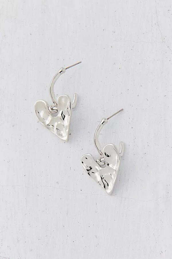 Hammered Heart Hoop Earring in Silver Cover