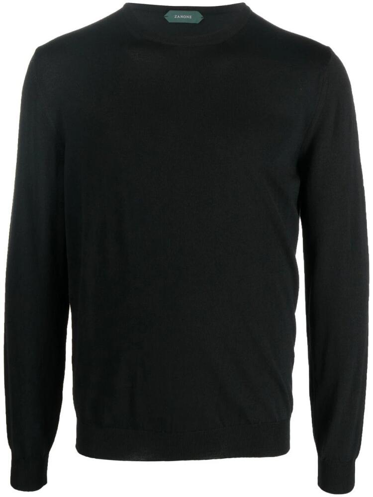 Zanone crew-neck long-sleeve jumper - Black Cover