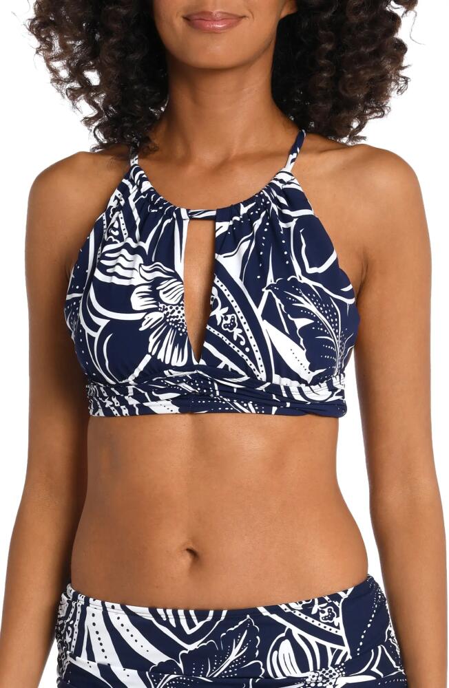 La Blanca Playa Ruched Keyhole Cutout Bikini Top in Indigo Cover