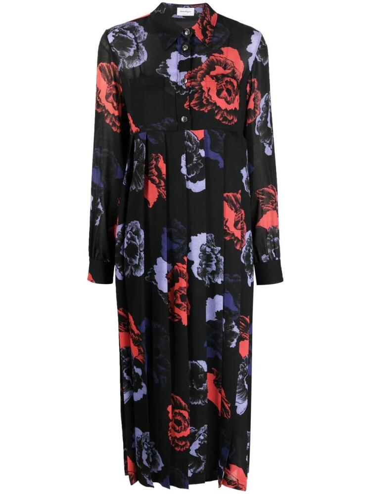 Ferragamo floral-print midi dress - Black Cover