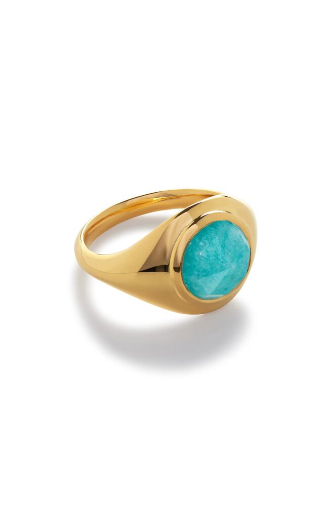 Monica Vinader Eclipse Amazonite Signet Ring in 18Ct Gold Vermeil /Amazonite Cover