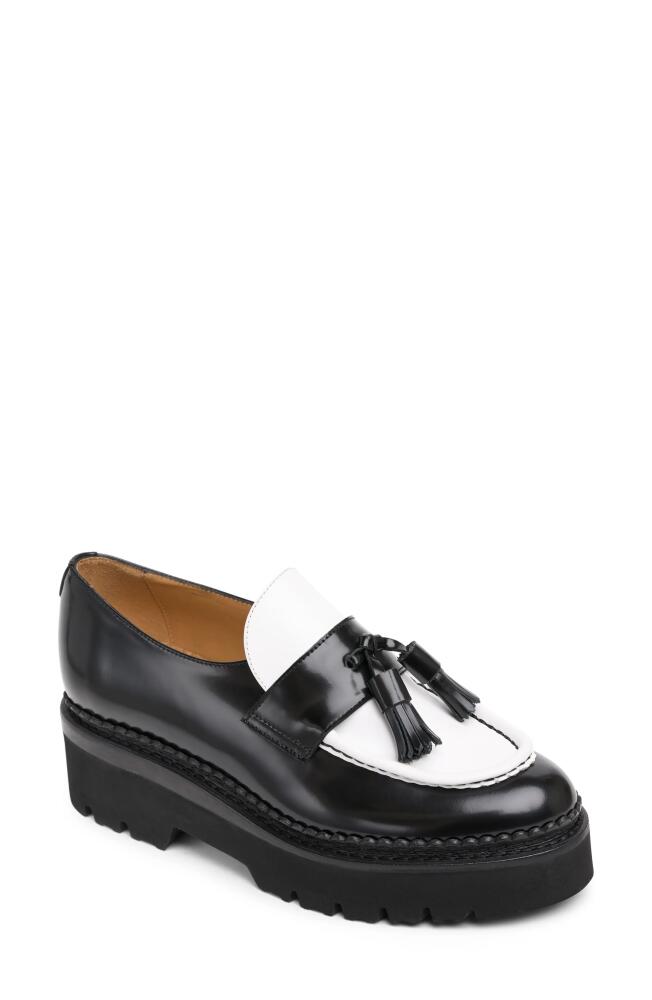 The Office of Angela Scott Ms. Kelly Platform Tassel Loafer in Black/White Cover