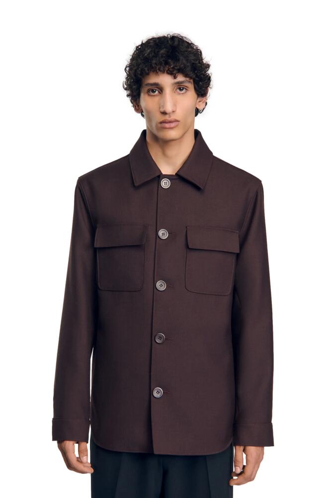 SANDRO Buttoned overshirt in Chocolate Cover