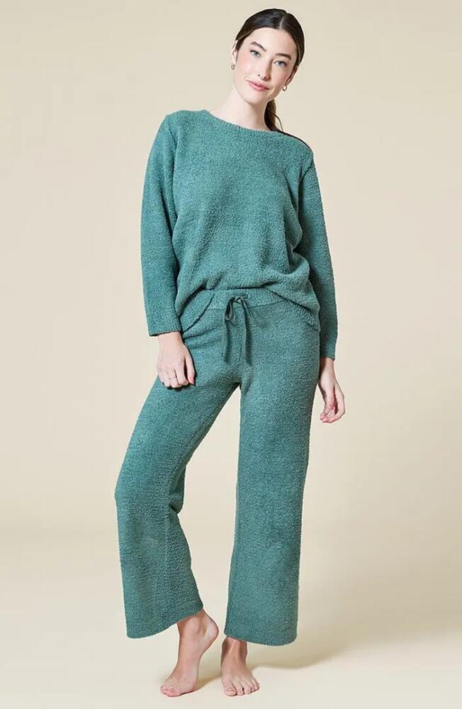 Softies Solid Marshmallow Reverse Seam Crew Neck Lounge Set with Bracelet Sleeve in Dusty Green Cover