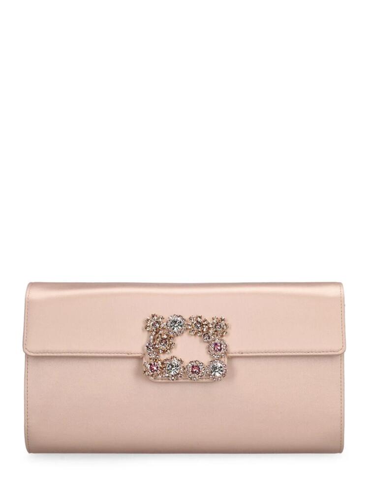 ROGER VIVIER Flower Buckle Leather Envelope Clutch Cover