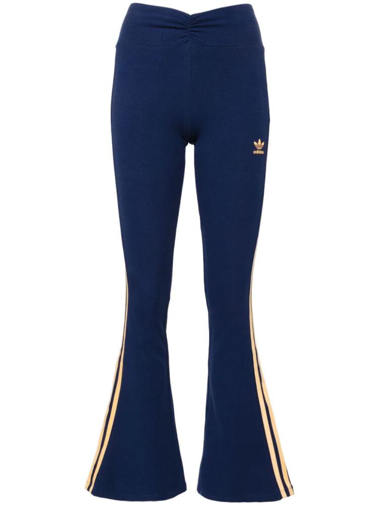 adidas fine-ribbed flared leggings - Blue Cover