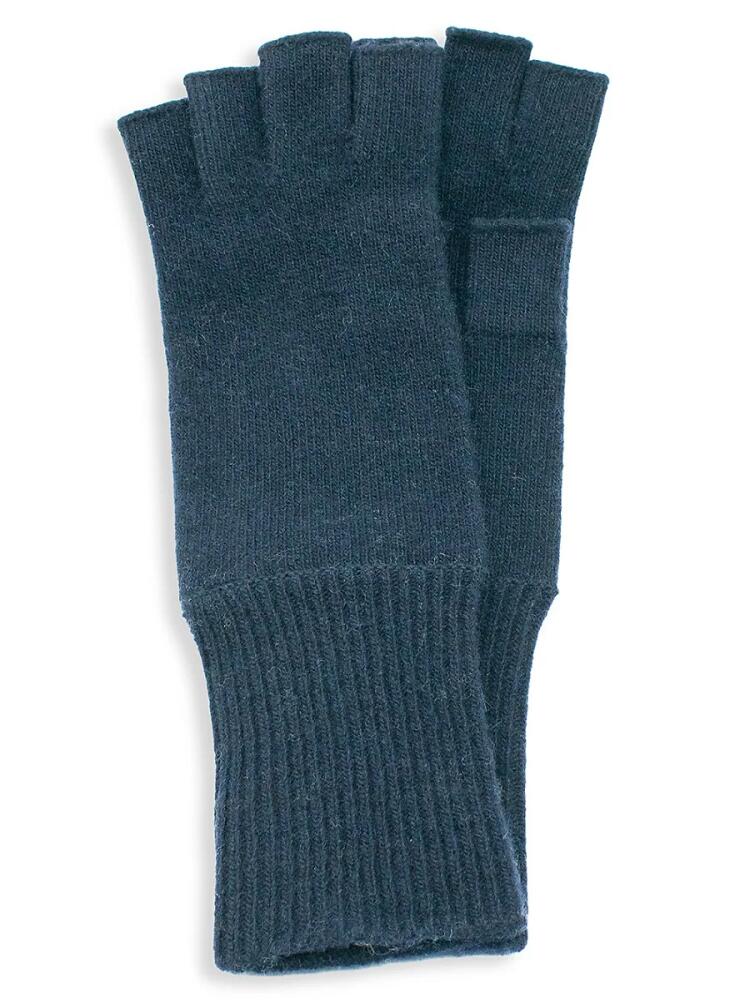 Portolano Men's Cashmere Fingerless Gloves - Denim Blue Cover