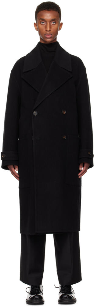 Róhe Black Double Faced Wool Trench Coat Cover