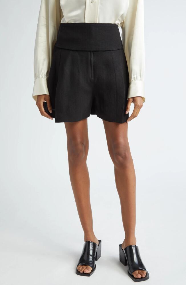 Jil Sander Pleated Tailored Shorts in 001 Black Cover