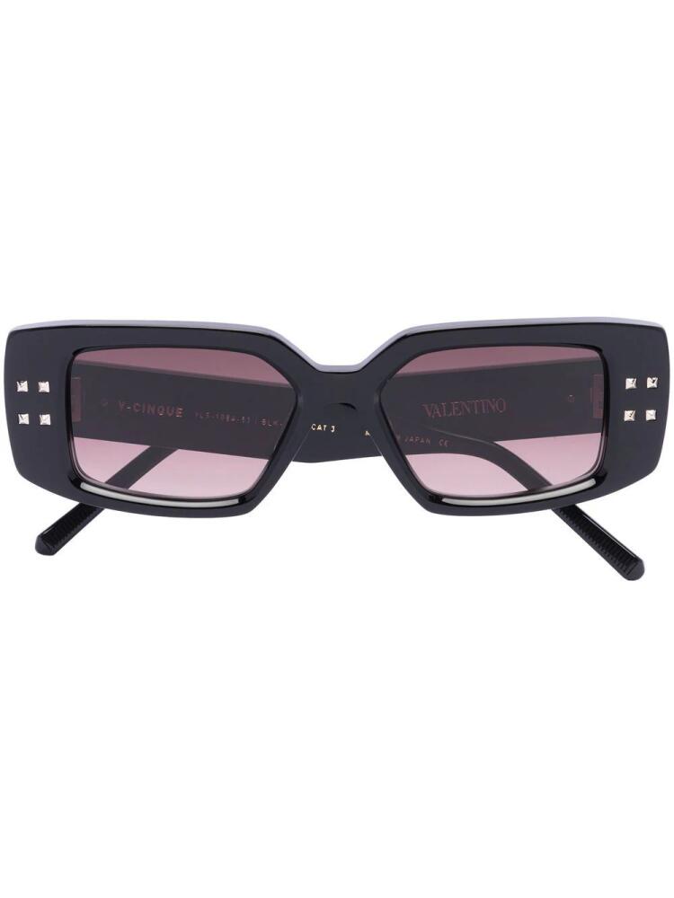 Valentino Eyewear Rockstud rectangle-frame sunglasses - Black Cover