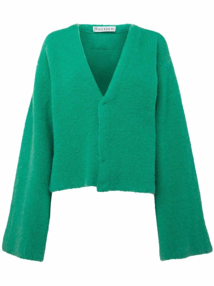 JW Anderson logo-appliqué V-neck cardigan - Green Cover