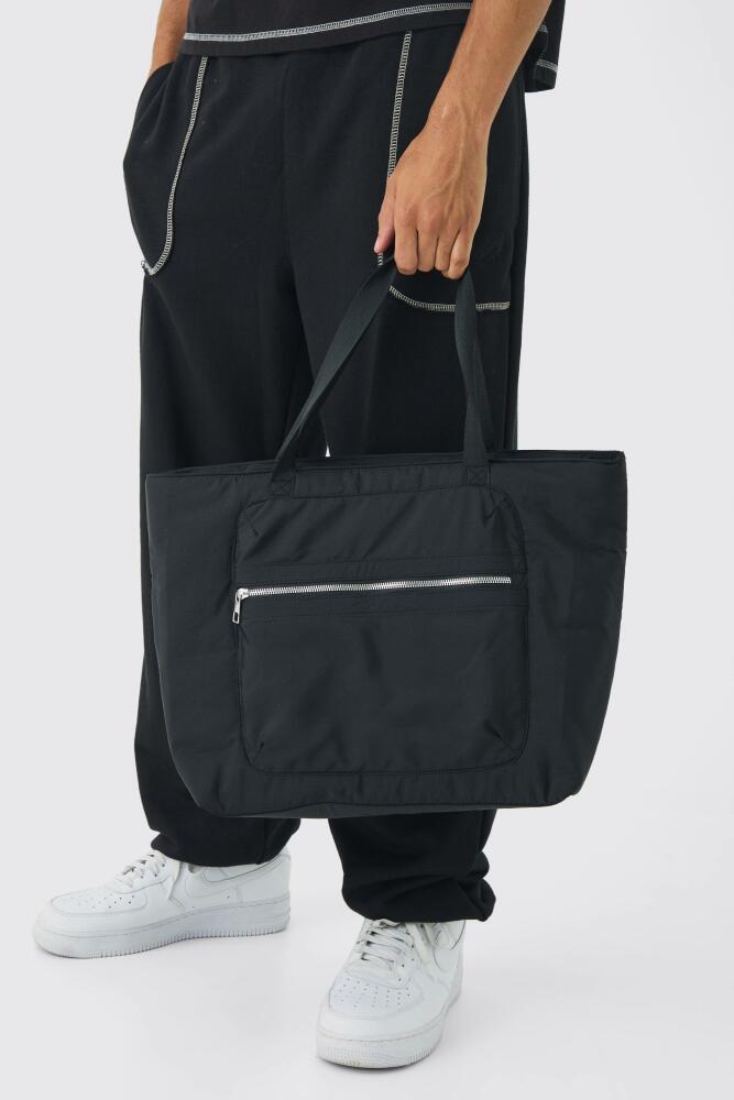 boohoo Mens Padded Nylon Tote Bag - Black Cover