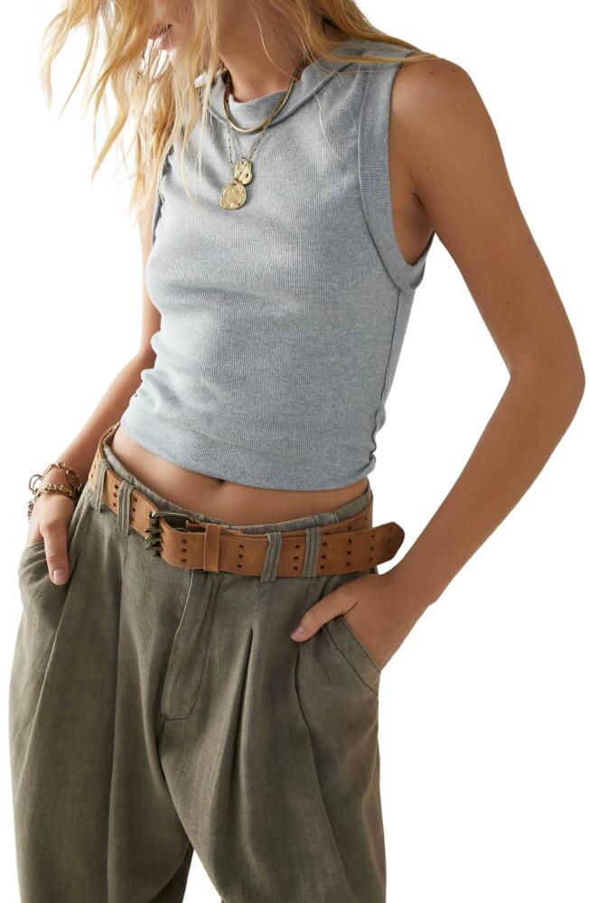 Free People Kate Rib Stretch Cotton Tank in Heather Grey Cover