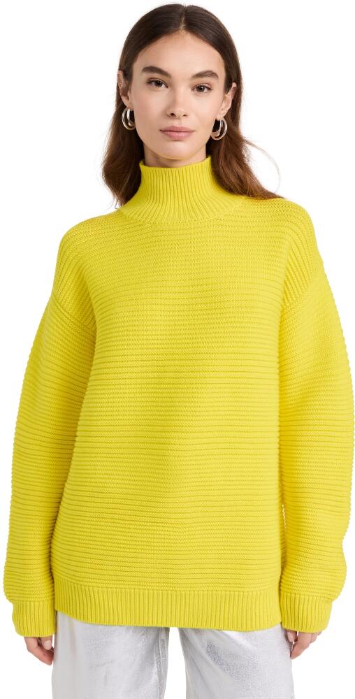 Brandon Maxwell Garter Stitch Turtleneck Knit Sweater Yellow Cover