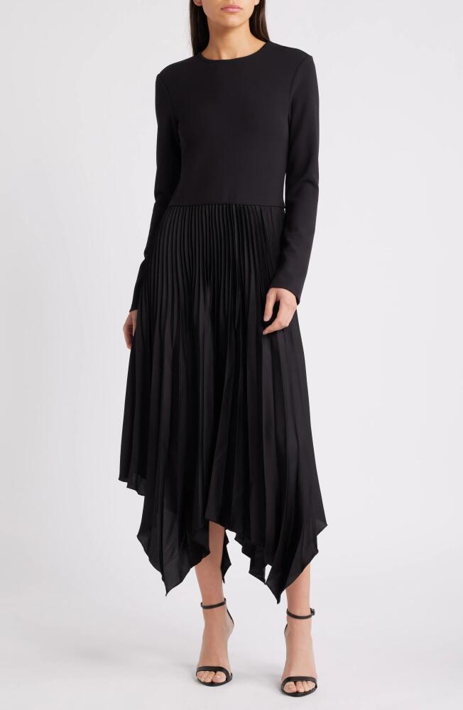 MELLODAY Long Sleeve Pleated Maxi Dress in Black Cover