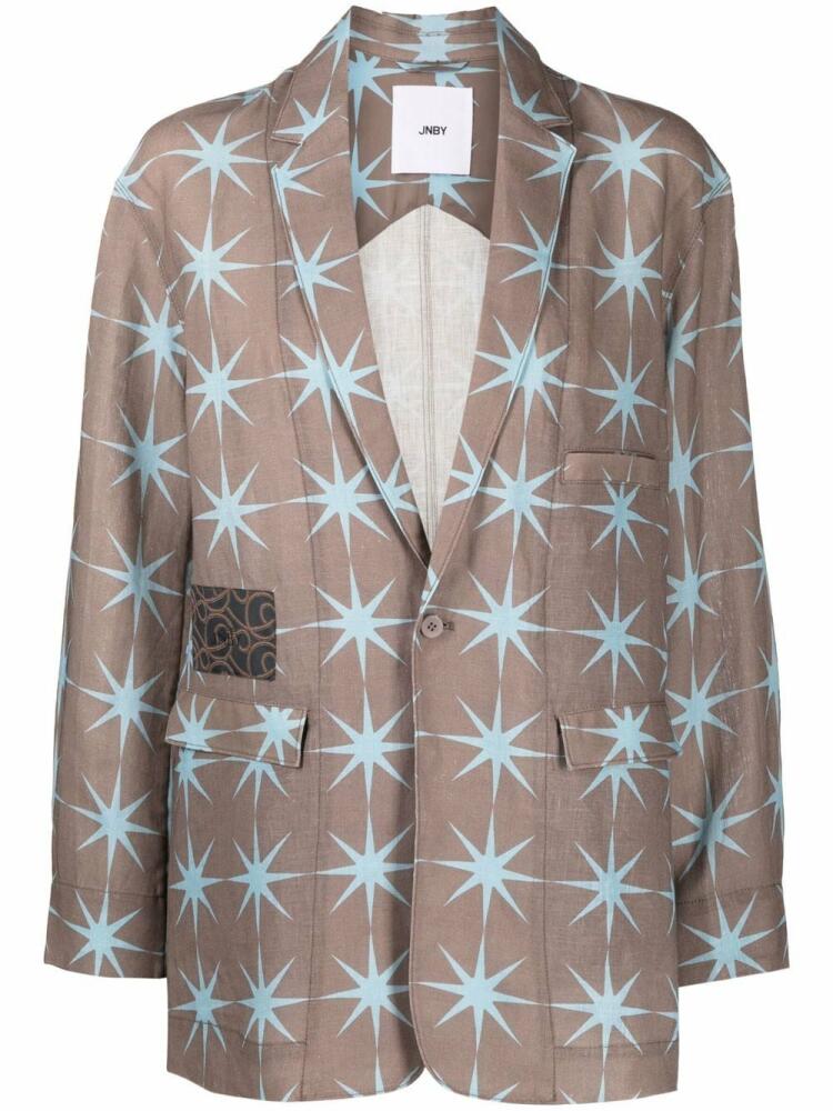 JNBY printed linen blazer - Brown Cover