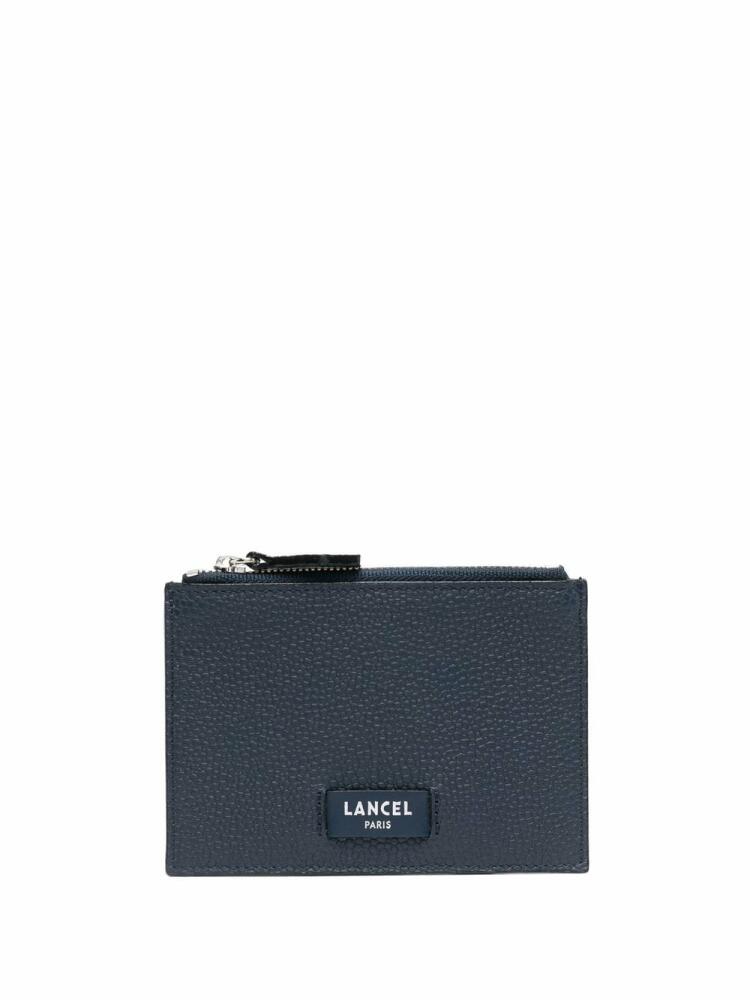 Lancel logo-patch leather card holder - Blue Cover