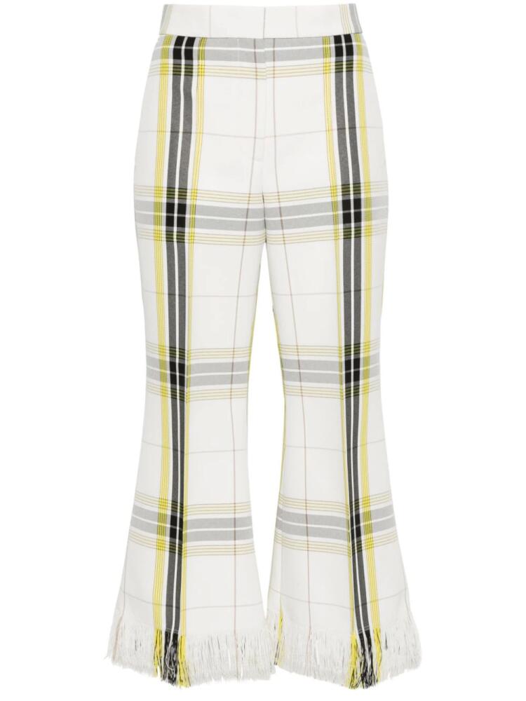 MSGM plaid cropped flared trousers - White Cover