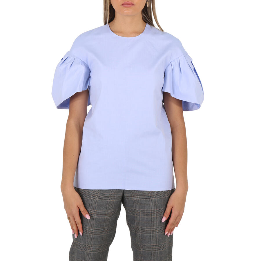 Victoria Beckham Ladies Knit Tops Light Blue Tuck Sleeve Top Cover