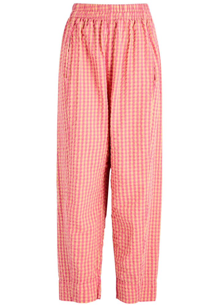 Free People Preppy Gingham Seersucker Trousers - Pink Cover