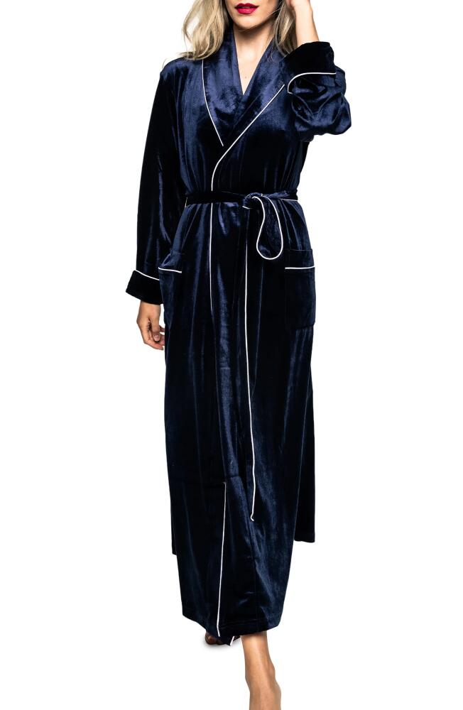 Petite Plume Women's Velour Robe in Navy Cover