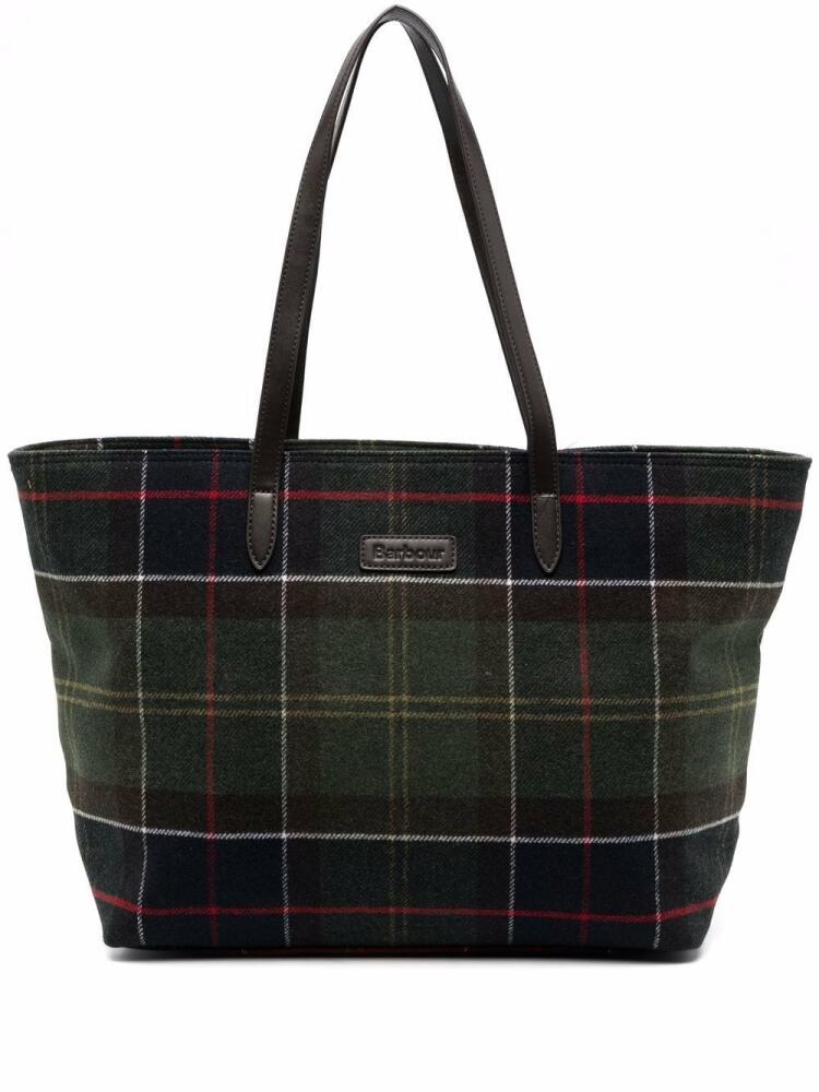 Barbour tartan-check print tote bag - Green Cover