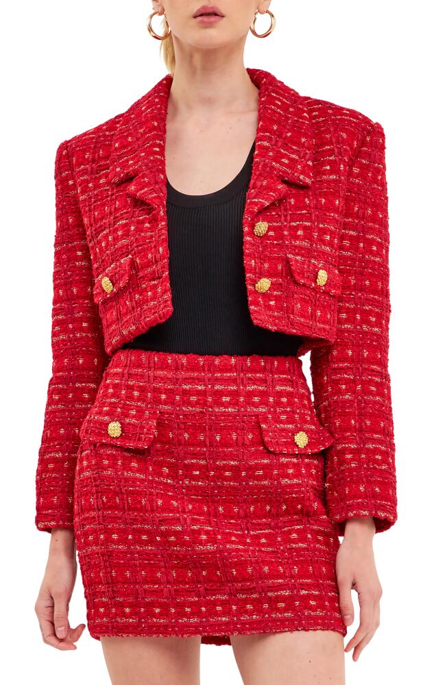 Endless Rose Premium Crop Tweed Jacket in Red Cover