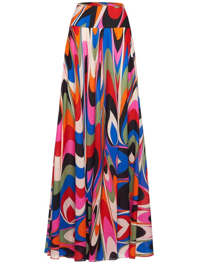 PUCCI Cotton High Waist Wide Long Skirt Cover