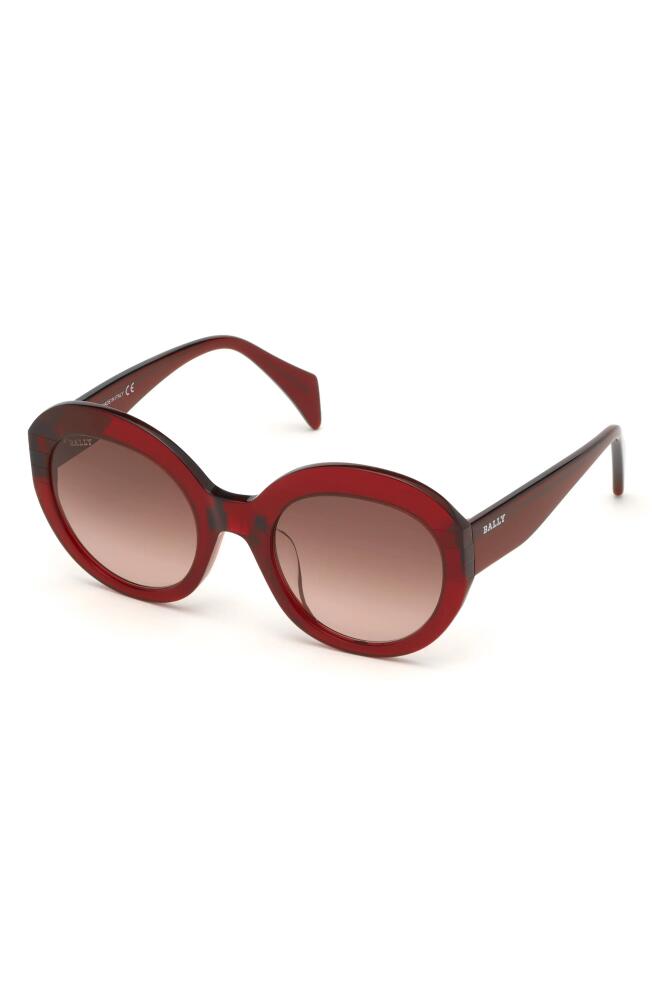 Bally 54mm Round Sunglasses in Shiny Red /Gradient Brown Cover