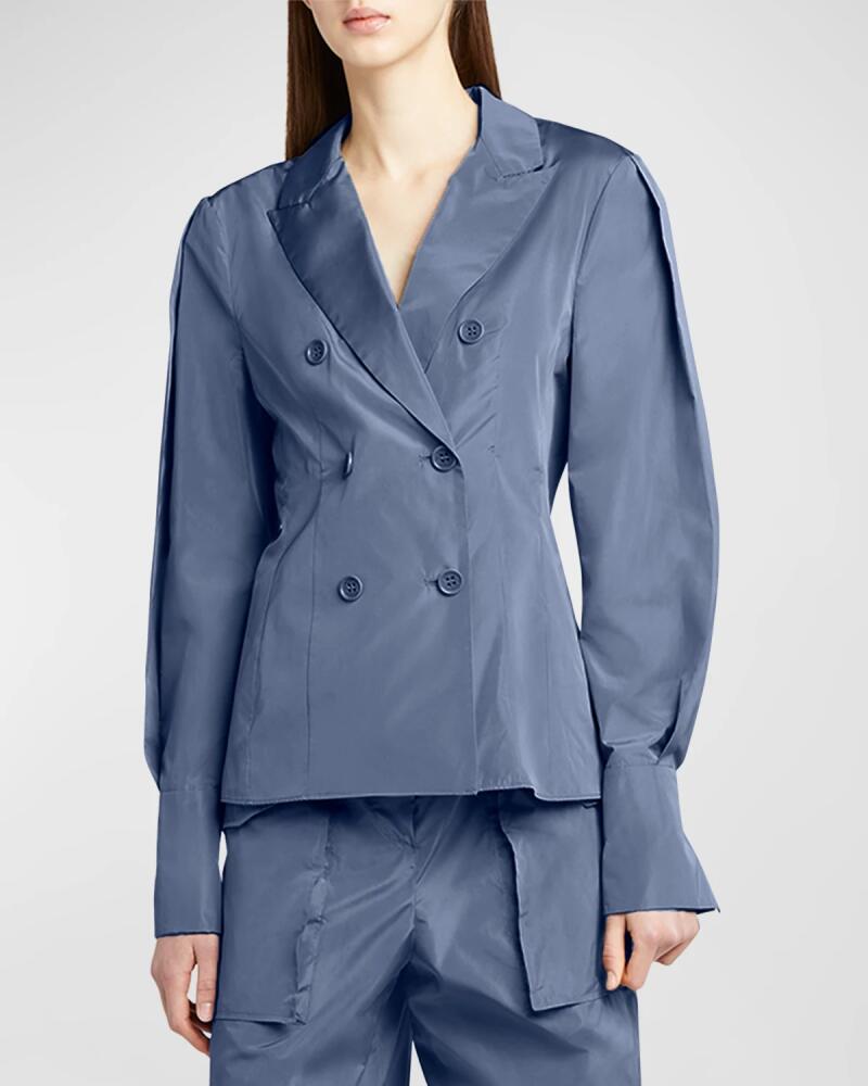 Alberta Ferretti Double-Breasted Taffeta Trench Blouse Cover