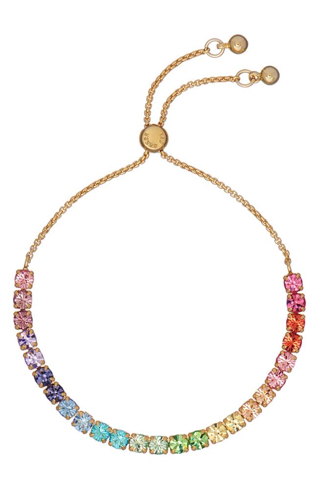 Ted Baker London Melrah Rainbow Crystal Slider Bracelet in Gold Rainbow Pastel Crystal Cover