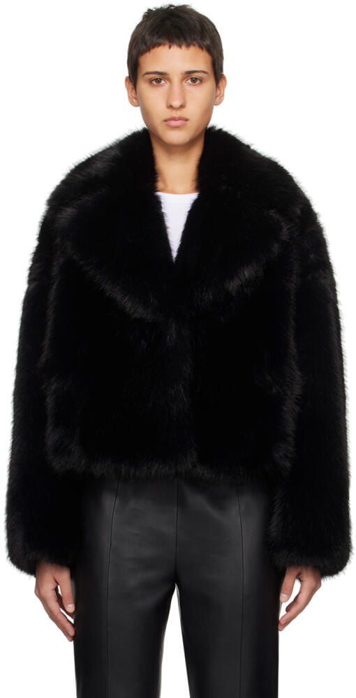 Stand Studio Black Samara Faux-Fur Jacket Cover