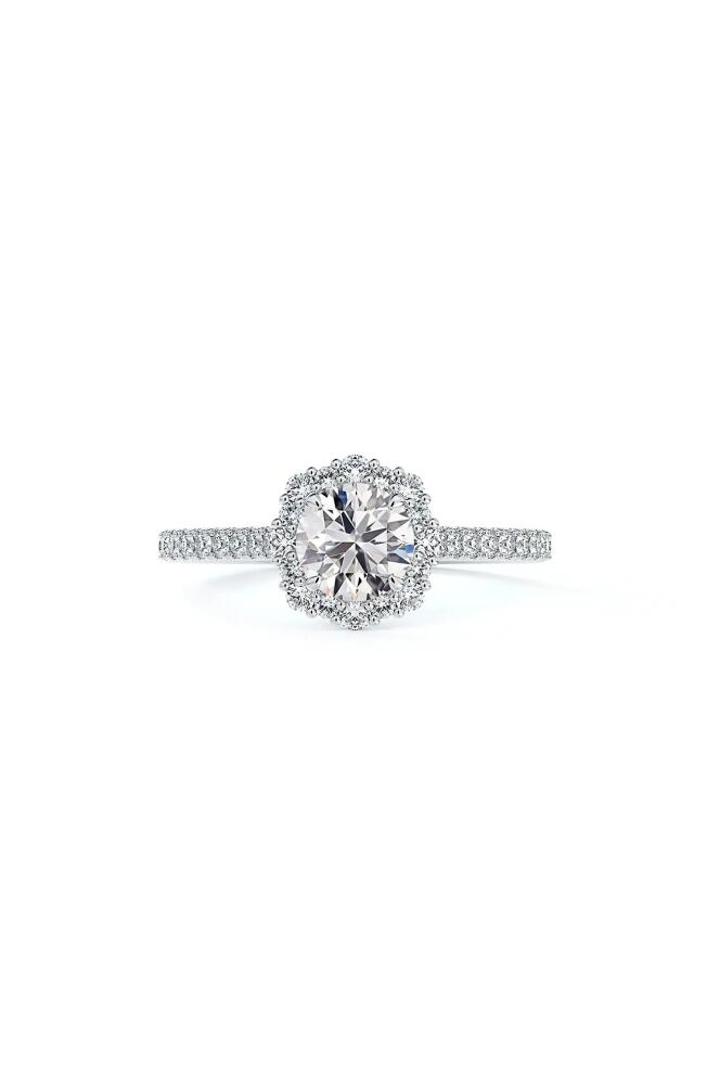 De Beers Forevermark Center of My Universe® Floral Halo Engagement Ring with Diamond Band in Platinum-D0.30Ct Cover