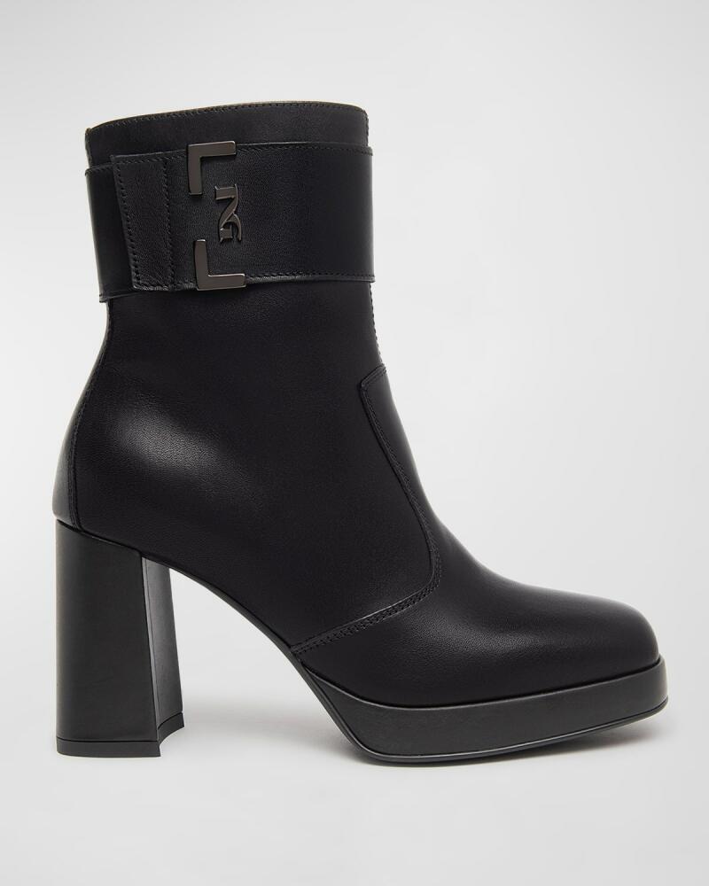 NeroGiardini Leather Logo-Cuff Platform Booties Cover