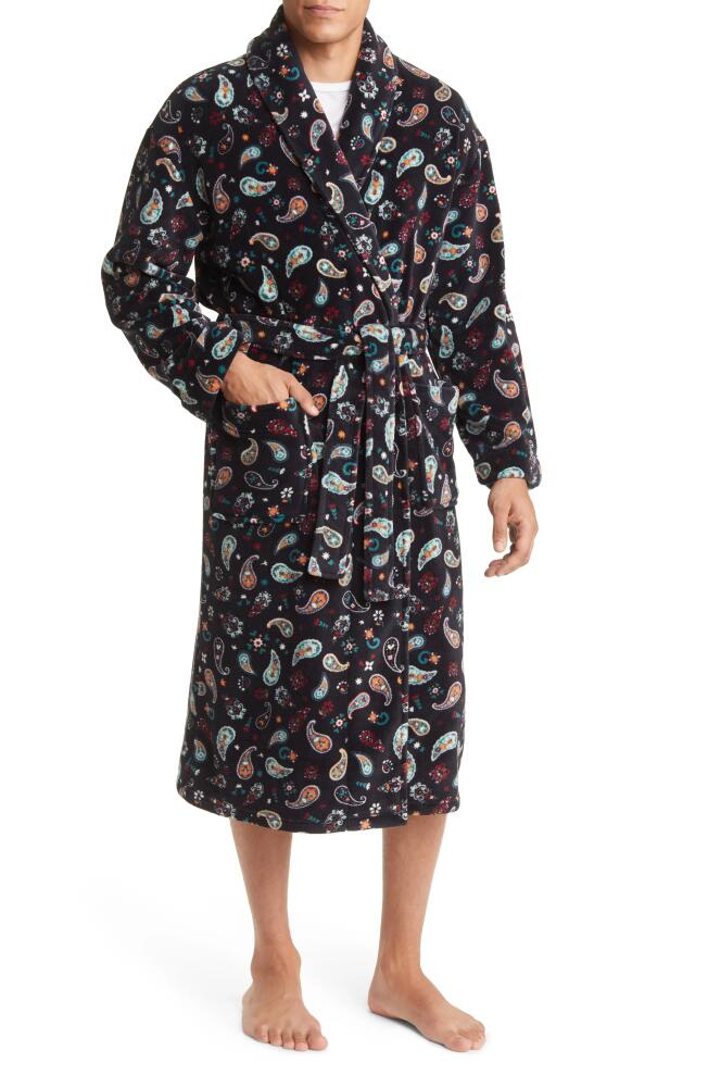 Majestic International Paisley Fleece Robe in Black Paisley Cover