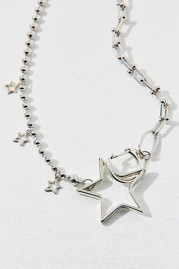 Star Mixed Chain Necklace in Silver Cover