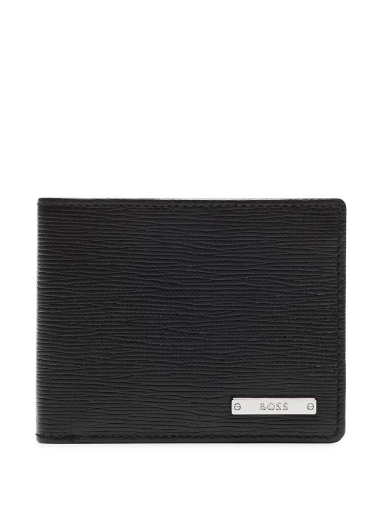 BOSS logo-plaque leather wallet - Black Cover